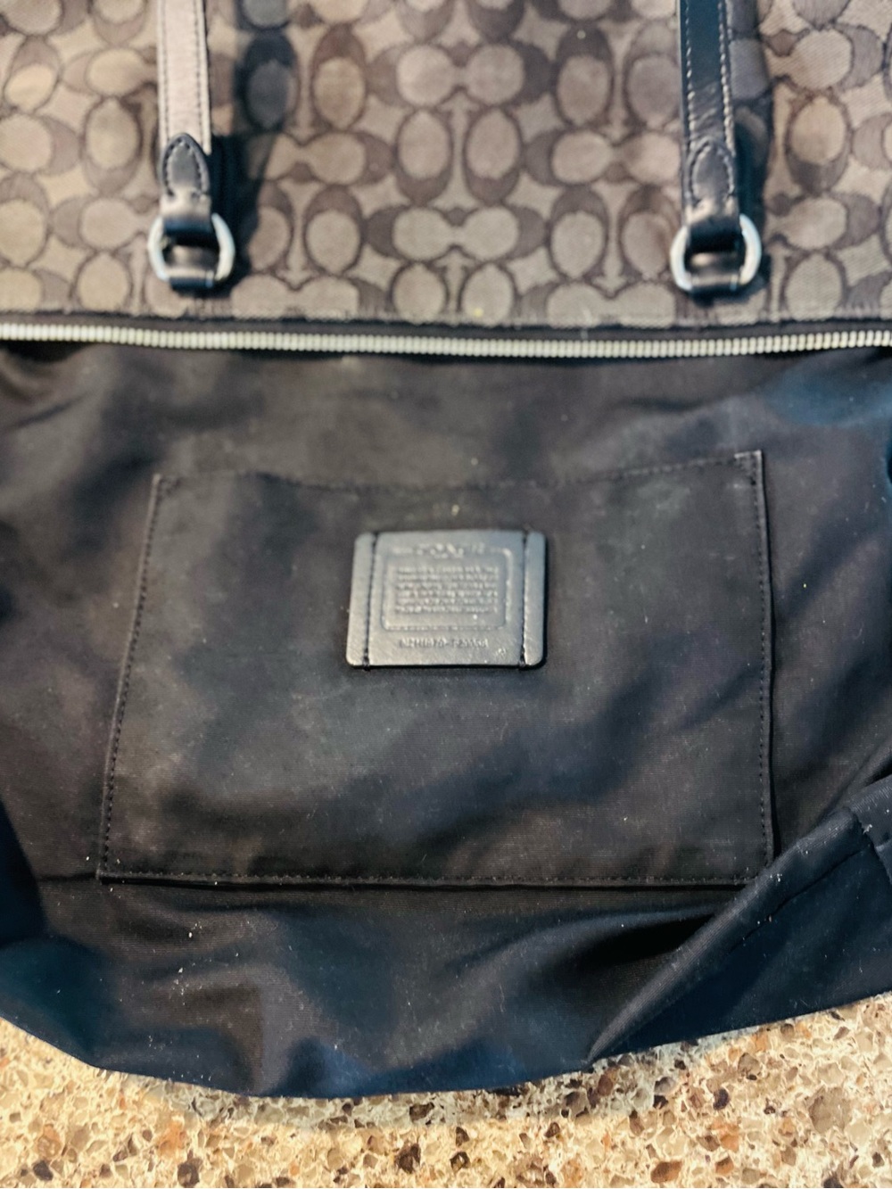Coach Signature Canvas Tote in Black and Charcoal - Picture 5 of 10